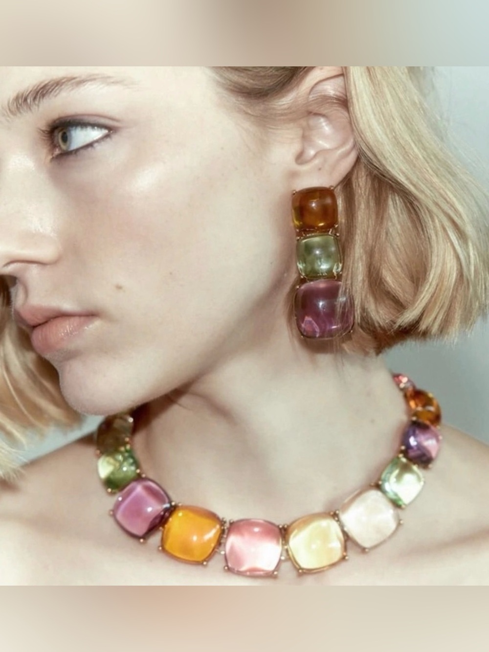 New Zara Multicolor Resin Cube Necklace